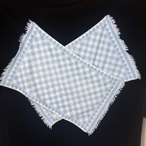 2 Vintage 1970s Tastemaker Bath Towel Set Blue and White Gingham Checks Cotton